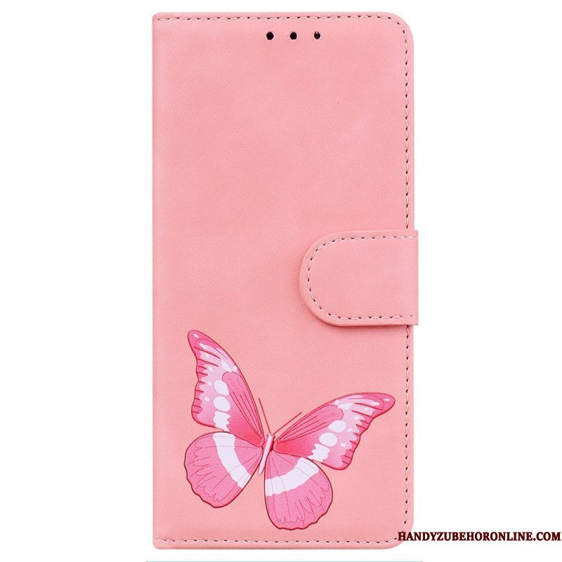 Leren Hoesje voor iPhone 14 Pro Vlinder Elegantie