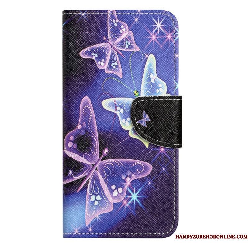 Leren Hoesje voor iPhone 14 Pro Vlinders