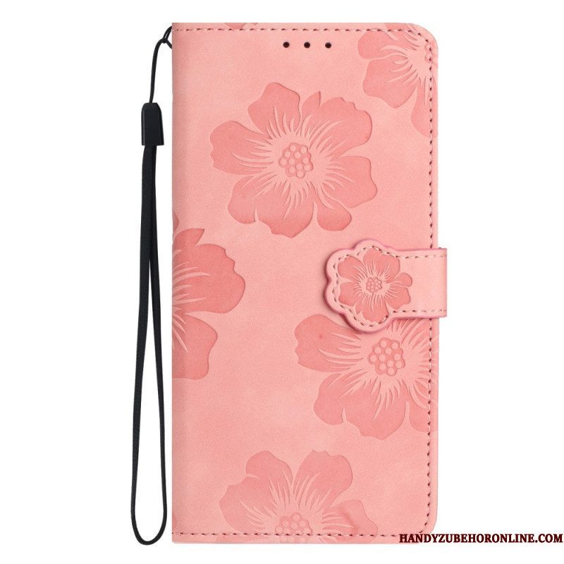 Leren Hoesje voor iPhone 15 Bloemenprint