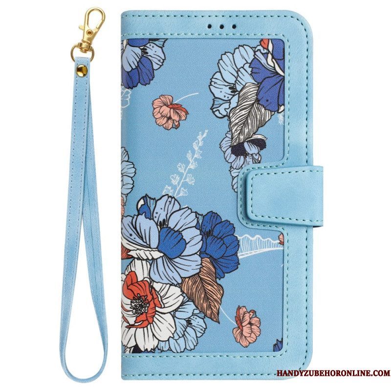 Leren Hoesje voor iPhone 15 Luxe Bloemen