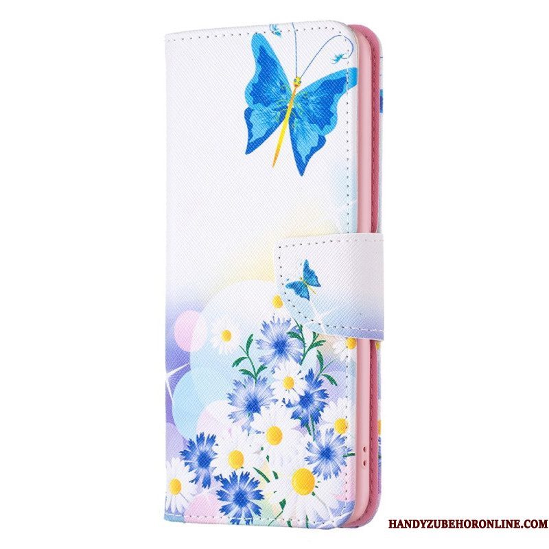 Leren Hoesje voor iPhone 15 Plus Aquarelvlinders