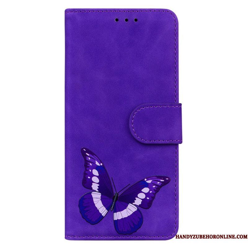Leren Hoesje voor iPhone 15 Plus Imitatieleren Vlinder