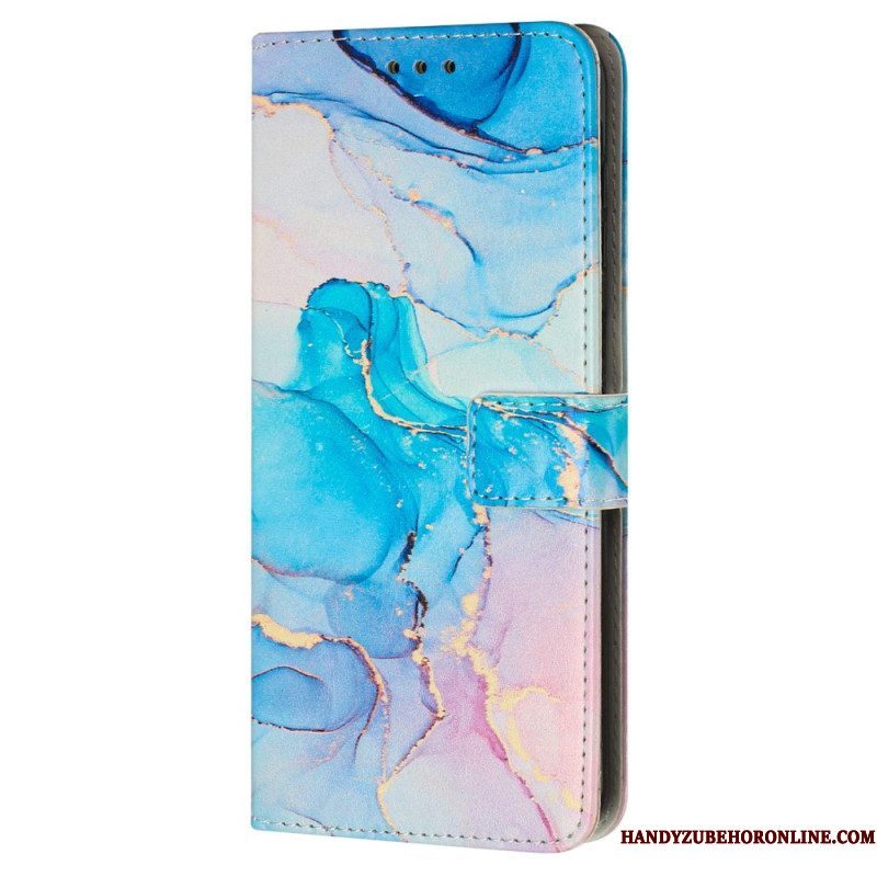 Leren Hoesje voor iPhone 15 Pro Max Gemarmerde Stijl