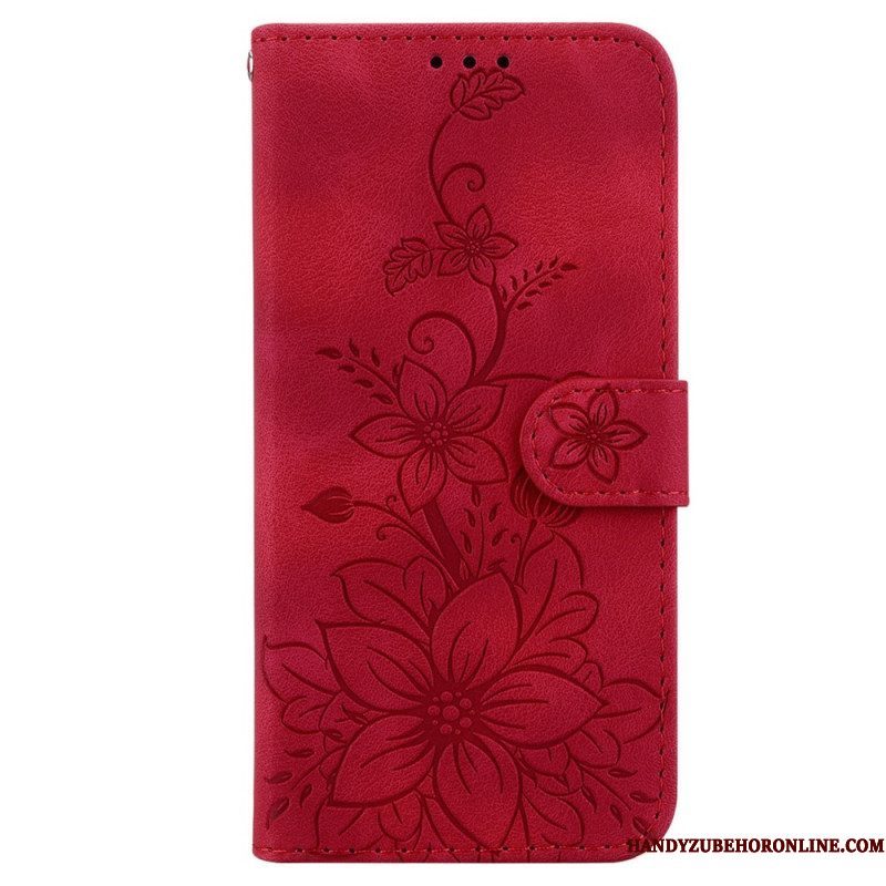 Leren Hoesje voor iPhone 15 Pro Max Met Ketting Bloemenband