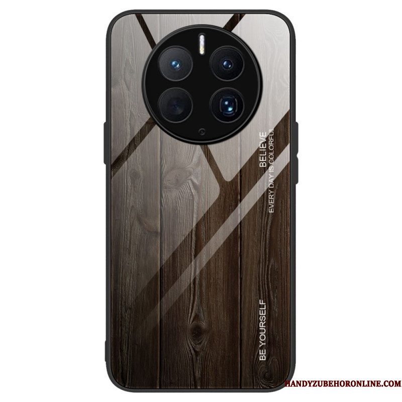 Telefoonhoesje voor Huawei Mate 50 Pro Houtdesign Gehard Glas