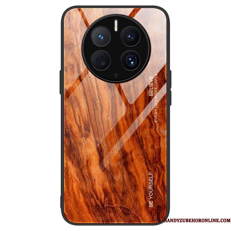 Telefoonhoesje voor Huawei Mate 50 Pro Houtdesign Gehard Glas