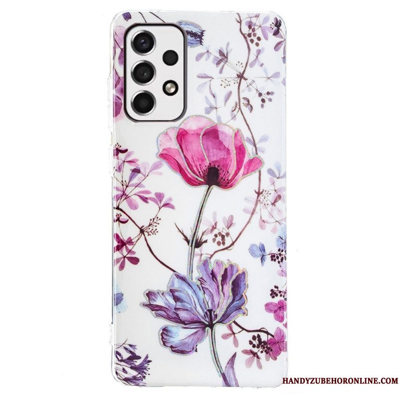 Telefoonhoesje voor Samsung Galaxy A53 5G Gemarmerde Bloemen