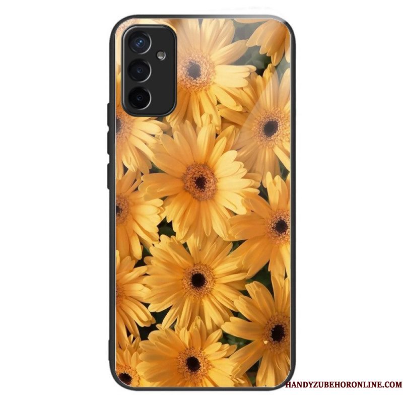 Telefoonhoesje voor Samsung Galaxy M13 Zonnebloemen Gehard Glas