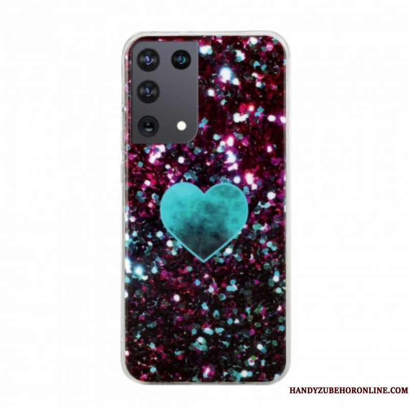 Telefoonhoesje voor Samsung Galaxy S21 Ultra 5G Glitter Marmeren Hart