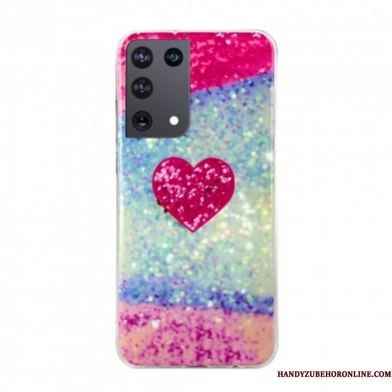 Telefoonhoesje voor Samsung Galaxy S21 Ultra 5G Glitter Marmeren Hart