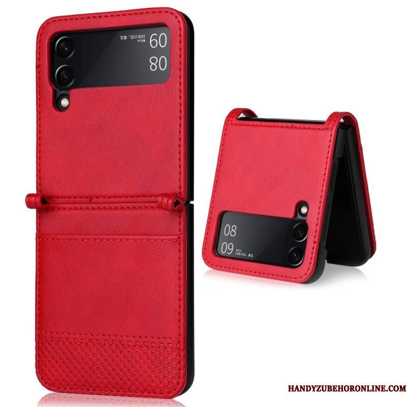 Telefoonhoesje voor Samsung Galaxy Z Flip 4 Folio-hoesje Vintage Lederen Stijl Kaarthouder