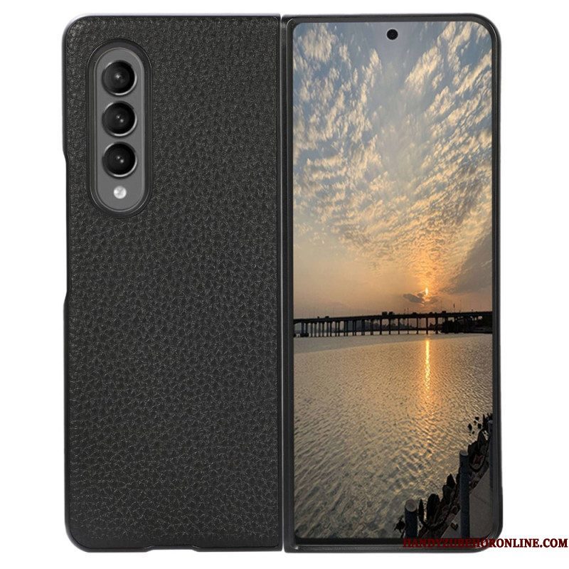 Telefoonhoesje voor Samsung Galaxy Z Fold 4 Litchi Kunstleer Vintage Effect