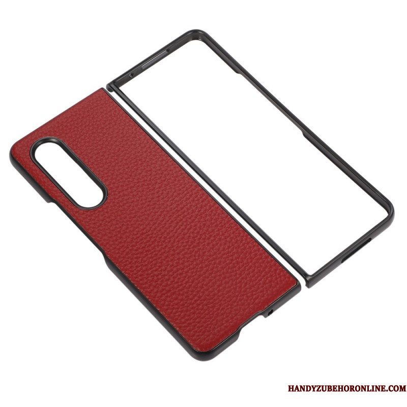 Telefoonhoesje voor Samsung Galaxy Z Fold 4 Litchi Kunstleer Vintage Effect