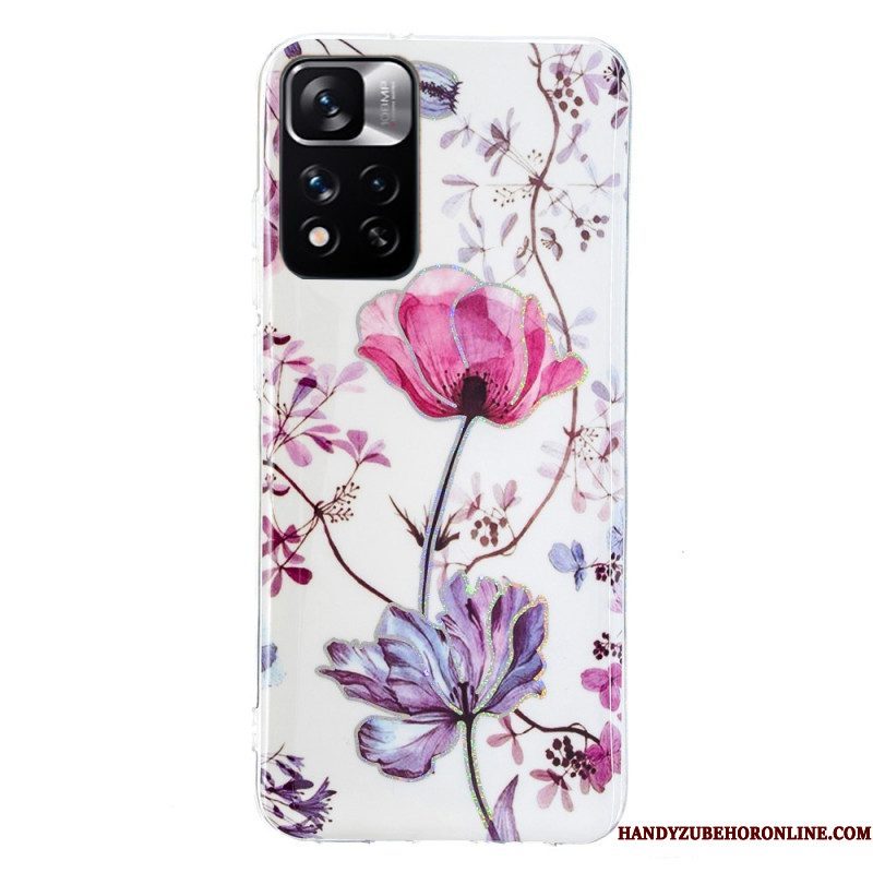 Telefoonhoesje voor Xiaomi Redmi Note 11 Pro Plus 5G Gemarmerde Bloemen