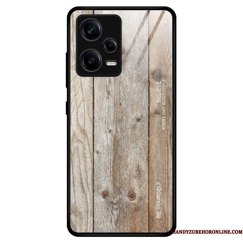 Telefoonhoesje voor Xiaomi Redmi Note 12 Pro Houtdesign Gehard Glas