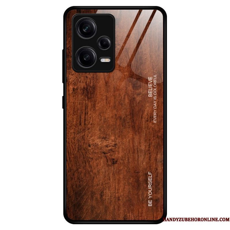 Telefoonhoesje voor Xiaomi Redmi Note 12 Pro Houtdesign Gehard Glas