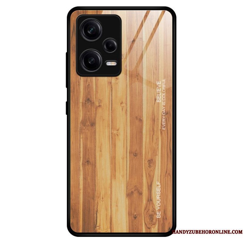 Telefoonhoesje voor Xiaomi Redmi Note 12 Pro Houtdesign Gehard Glas