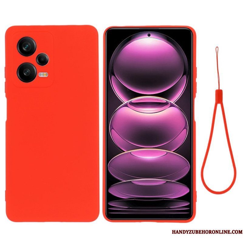 Telefoonhoesje voor Xiaomi Redmi Note 12 Pro Plus Vloeibare Siliconen Met Lanyard