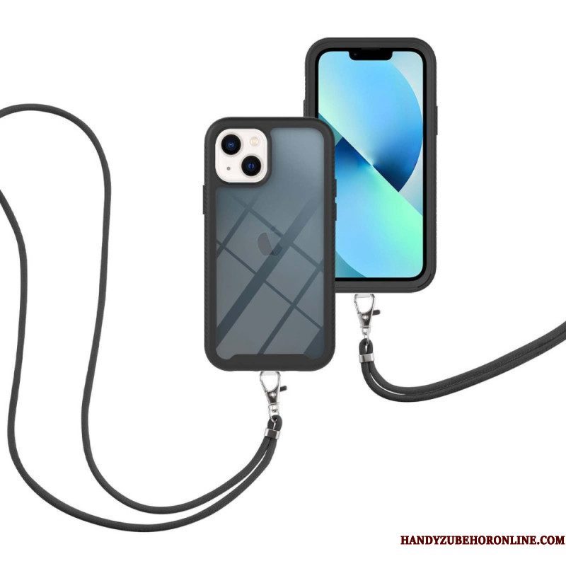 Telefoonhoesje voor iPhone 14 Plus Met Koord Transparant Trekkoord