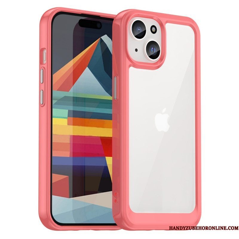 Telefoonhoesje voor iPhone 15 Plus Acryl Achterkant En Siliconen Randen