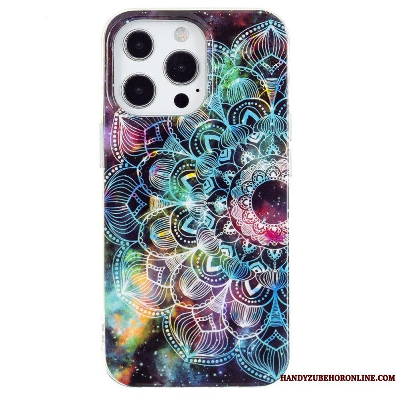 Telefoonhoesje voor iPhone 15 Pro Max Fluorescerende Mandala