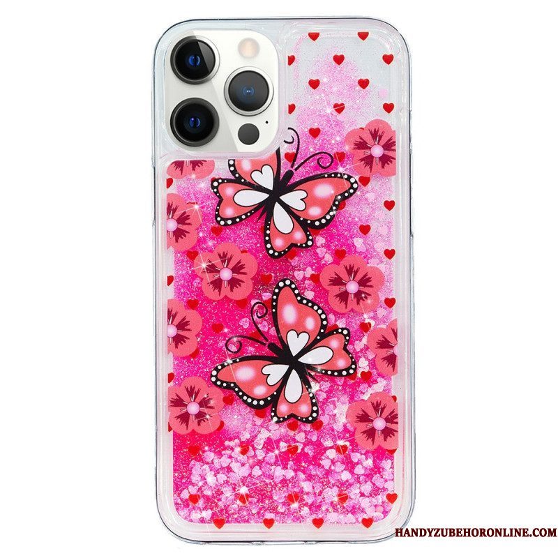 Telefoonhoesje voor iPhone 15 Pro Max Vlinders Glitteren