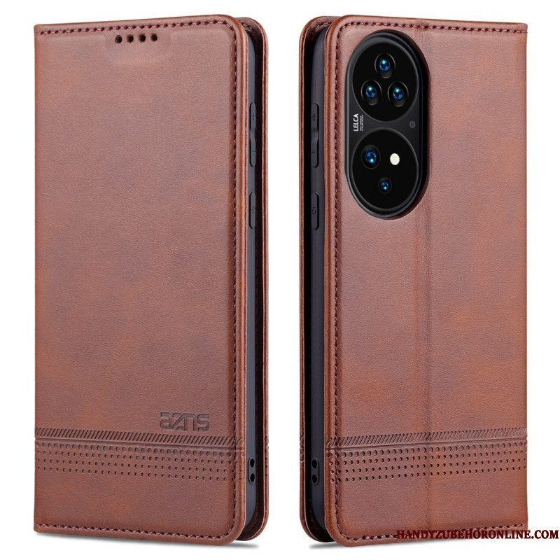 Bescherming Hoesje voor Huawei P50 Pro Folio-hoesje Azns Leerstyling