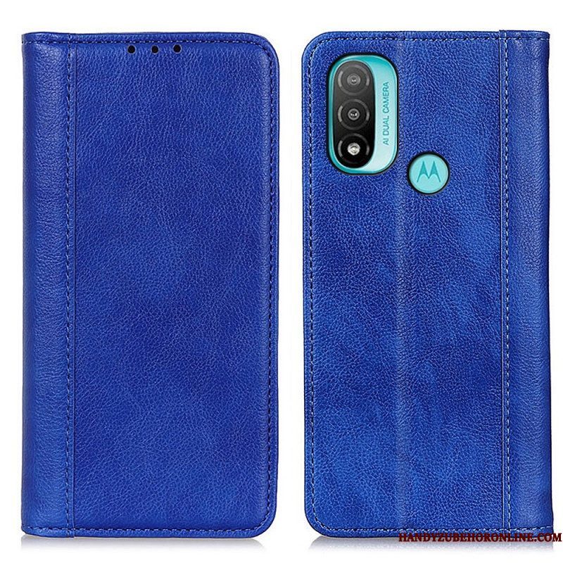 Bescherming Hoesje voor Moto E40 / E30 / E20 Folio-hoesje Elegantie Split Litchi Leer