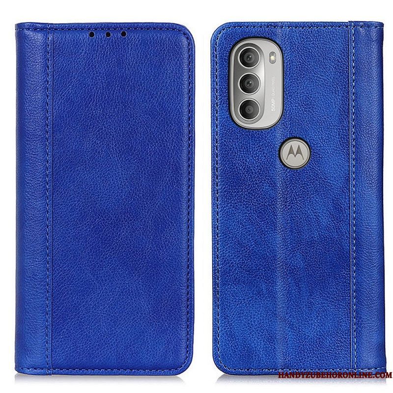 Bescherming Hoesje voor Moto G51 5G Folio-hoesje Elegantie Split Litchi Leer