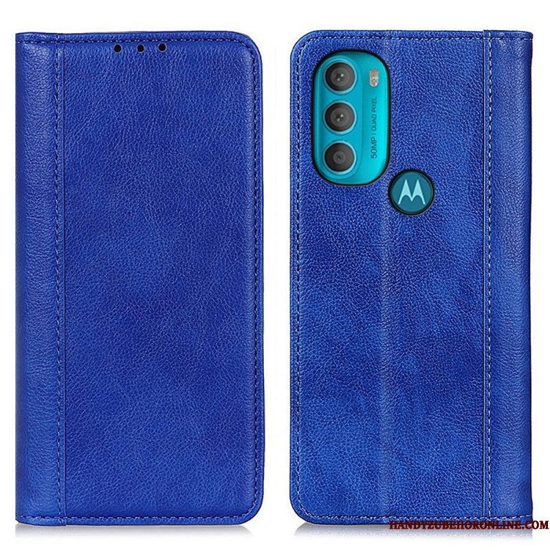 Bescherming Hoesje voor Moto G71 5G Folio-hoesje Elegantie Split Litchi Leer