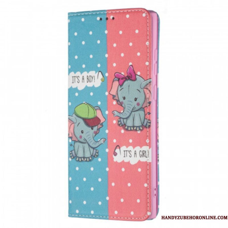 Bescherming Hoesje voor Samsung Galaxy S22 Ultra 5G Folio-hoesje Baby Olifanten