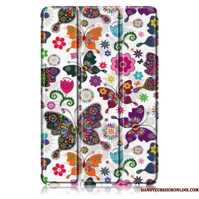 Bescherming Hoesje voor Samsung Galaxy Tab S7 FE Verbeterde Vlinders En Bloemen