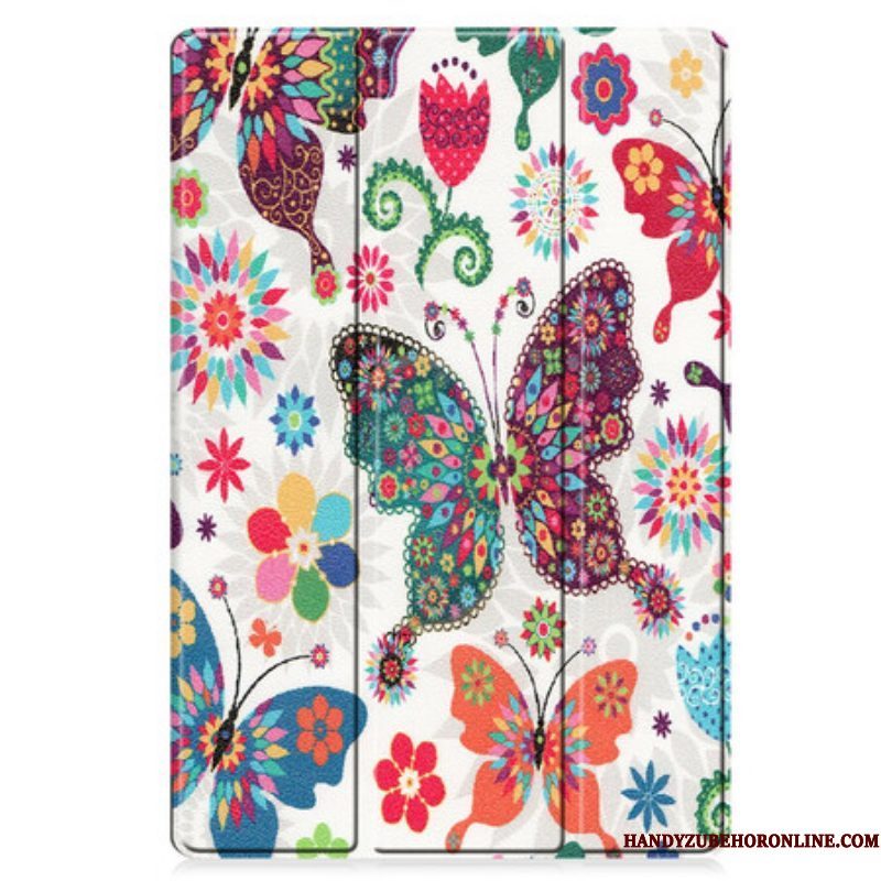 Bescherming Hoesje voor Samsung Galaxy Tab S7 FE Vintage Bloem Pennenhouder