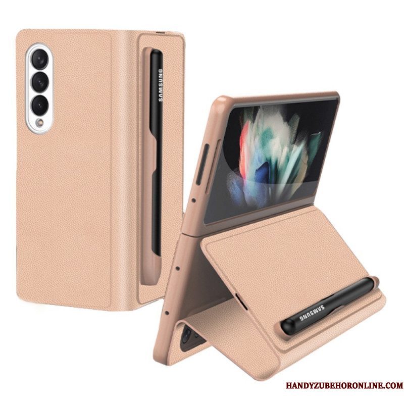 Bescherming Hoesje voor Samsung Galaxy Z Fold 3 5G Folio-hoesje Stylushouder Van Imitatieleer