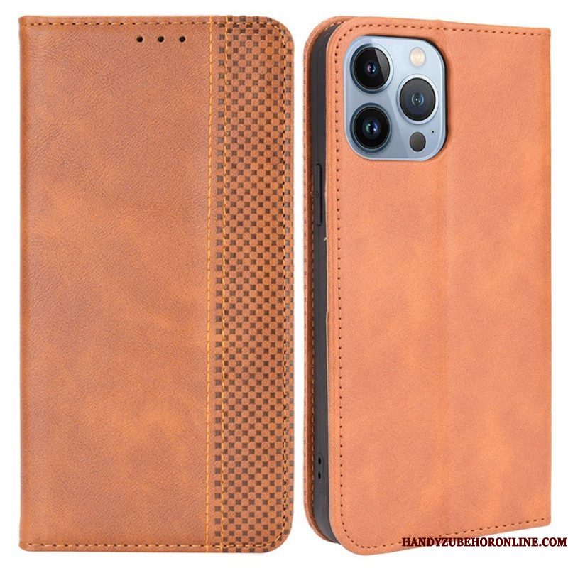 Bescherming Hoesje voor iPhone 14 Plus Folio-hoesje Gestileerd Vintage Leereffect