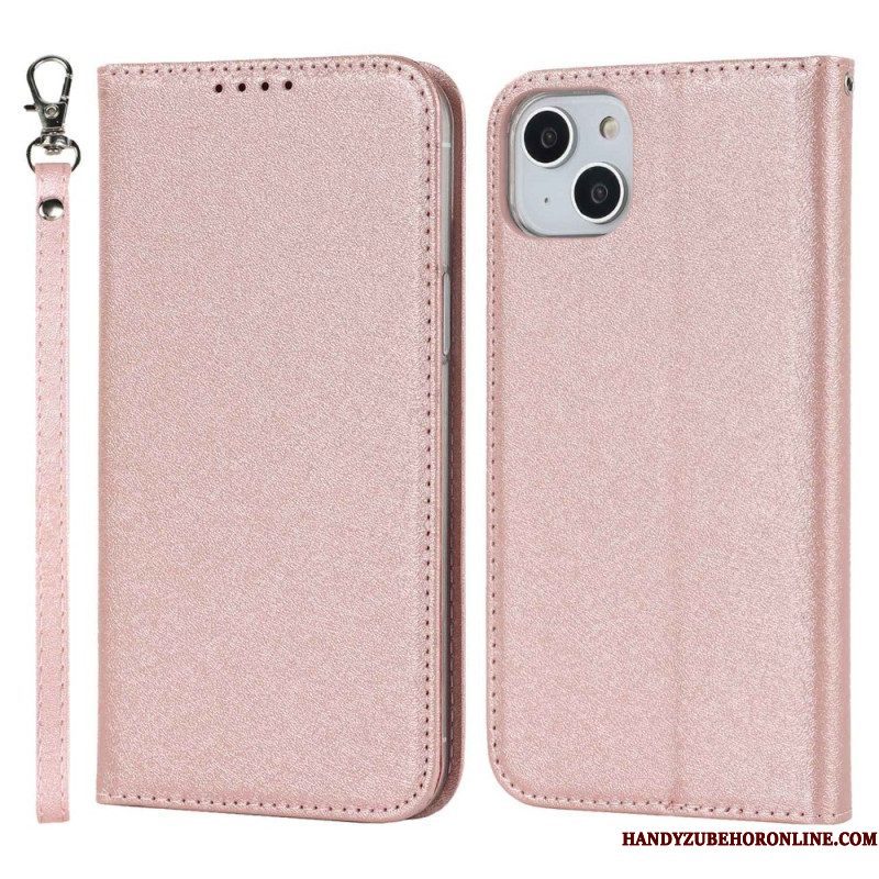 Bescherming Hoesje voor iPhone 14 Plus Folio-hoesje Zachte Lederen Stijl Met Riem