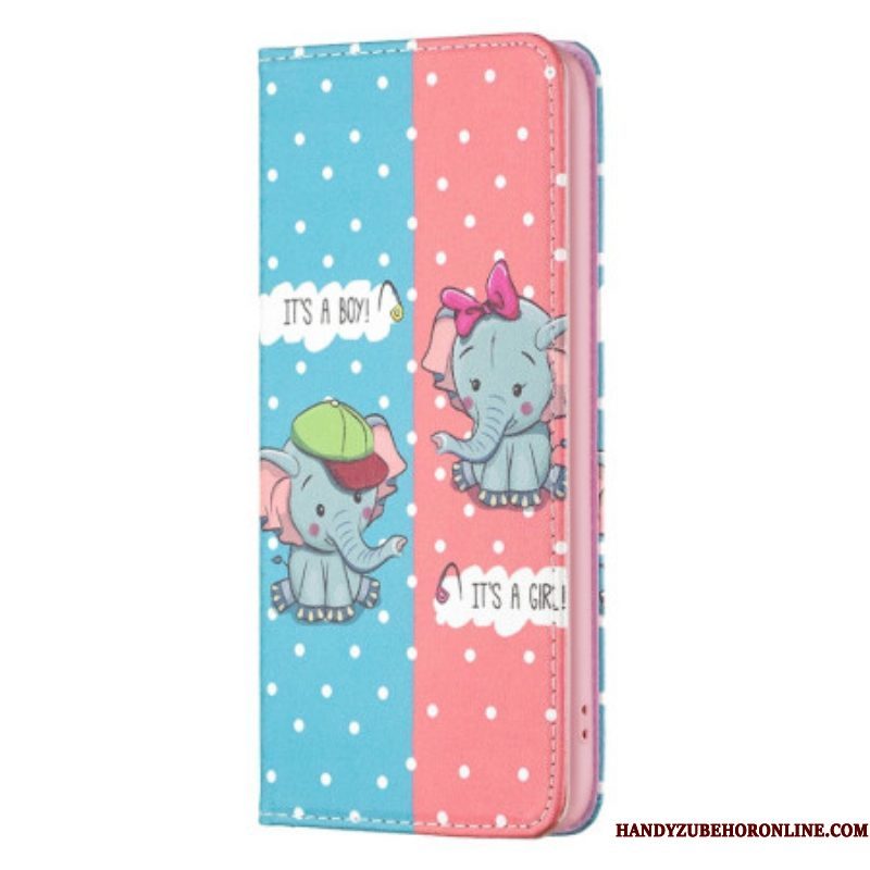 Bescherming Hoesje voor iPhone 14 Pro Folio-hoesje Baby Olifanten