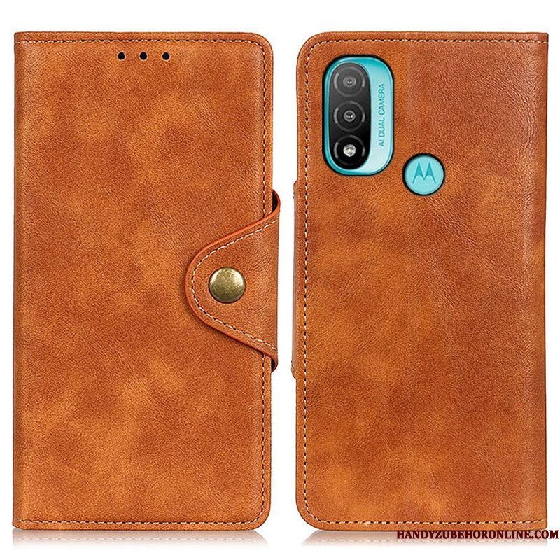 Flip Case voor Moto E40 / E30 / E20 Vintage Kunstleer En Knop