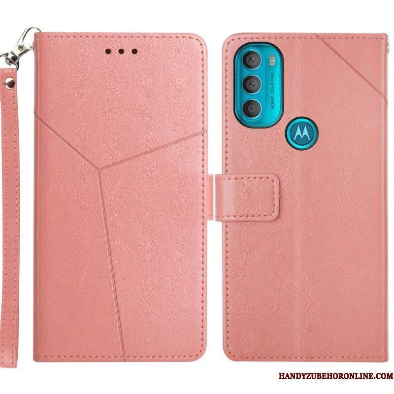 Flip Case voor Moto G71 5G Stijl Leer Geo Y Design