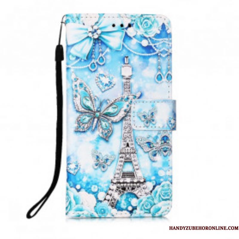 Flip Case voor Samsung Galaxy A52 4G / A52 5G / A52s 5G Eiffeltoren Vlinders