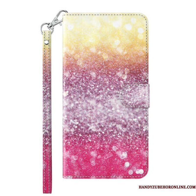 Flip Case voor Samsung Galaxy M12 / A12 Magenta Glitterverloop