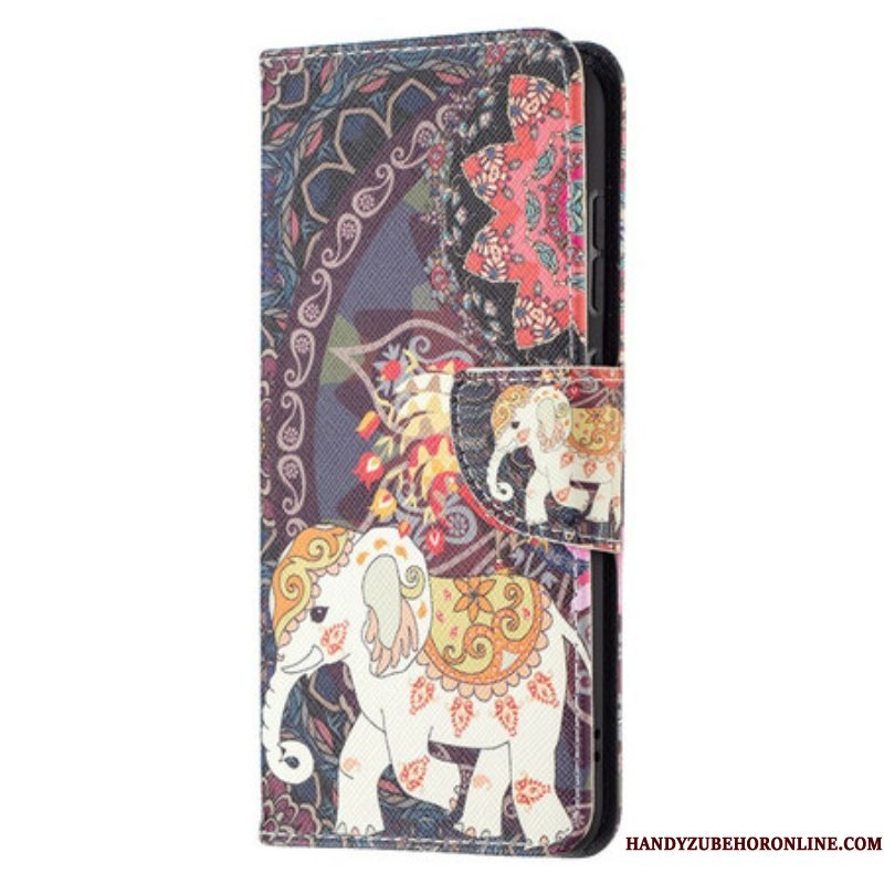 Flip Case voor Samsung Galaxy S21 FE Etnische Olifanten Mandala