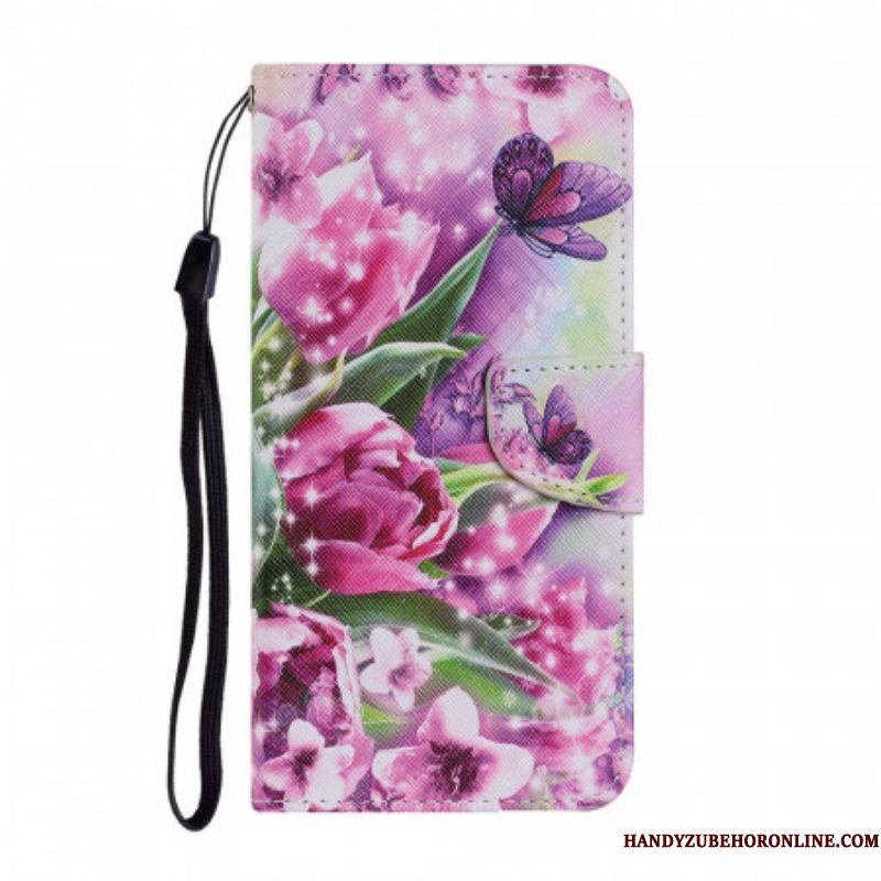 Flip Case voor Samsung Galaxy S22 Plus 5G Vlinders En Tulpen