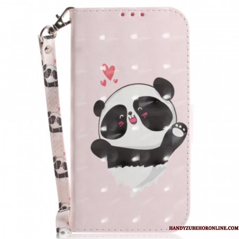 Flip Case voor Sony Xperia 1 IV Met Ketting Kleine Panda Met Riem