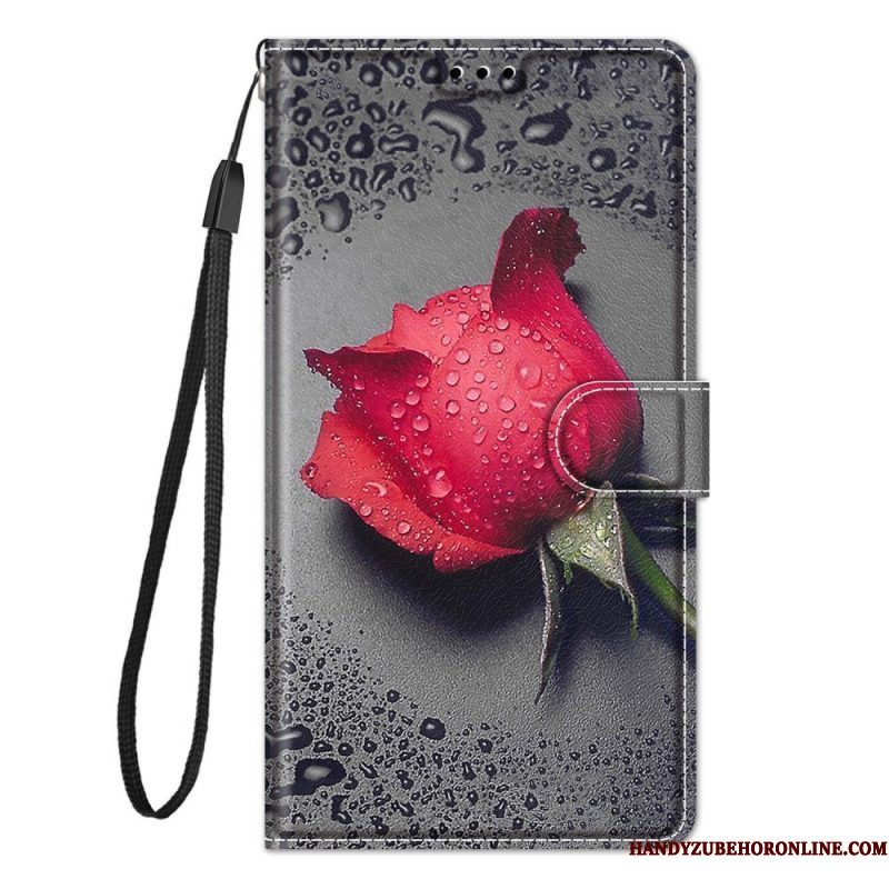 Flip Case voor Xiaomi 12 / 12X Met Ketting Strakke Bloemen