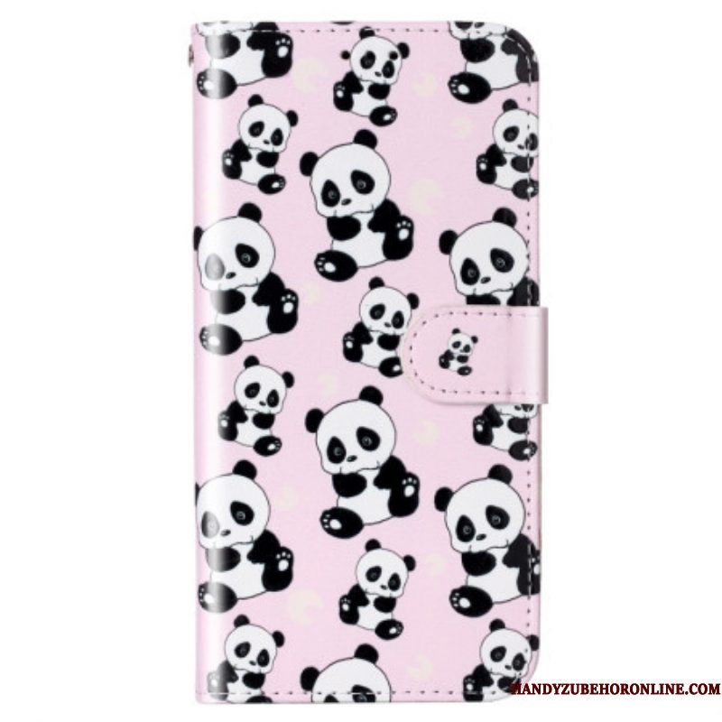 Flip Case voor Xiaomi 12 Lite Met Ketting Panda's Met Bandjes