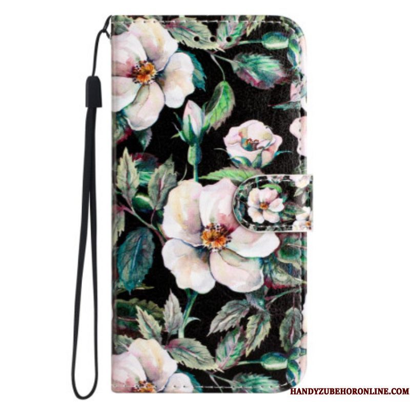 Flip Case voor Xiaomi Redmi A1 Met Ketting Riem Magnolia's