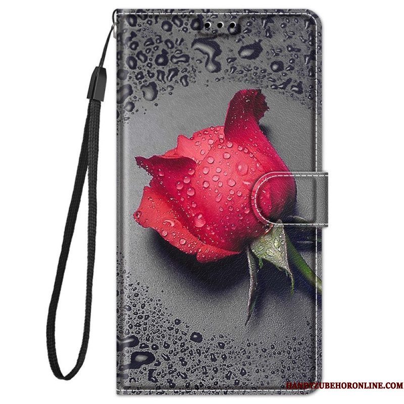 Flip Case voor Xiaomi Redmi Note 11 Pro Plus 5G Rozen Met Lanyard