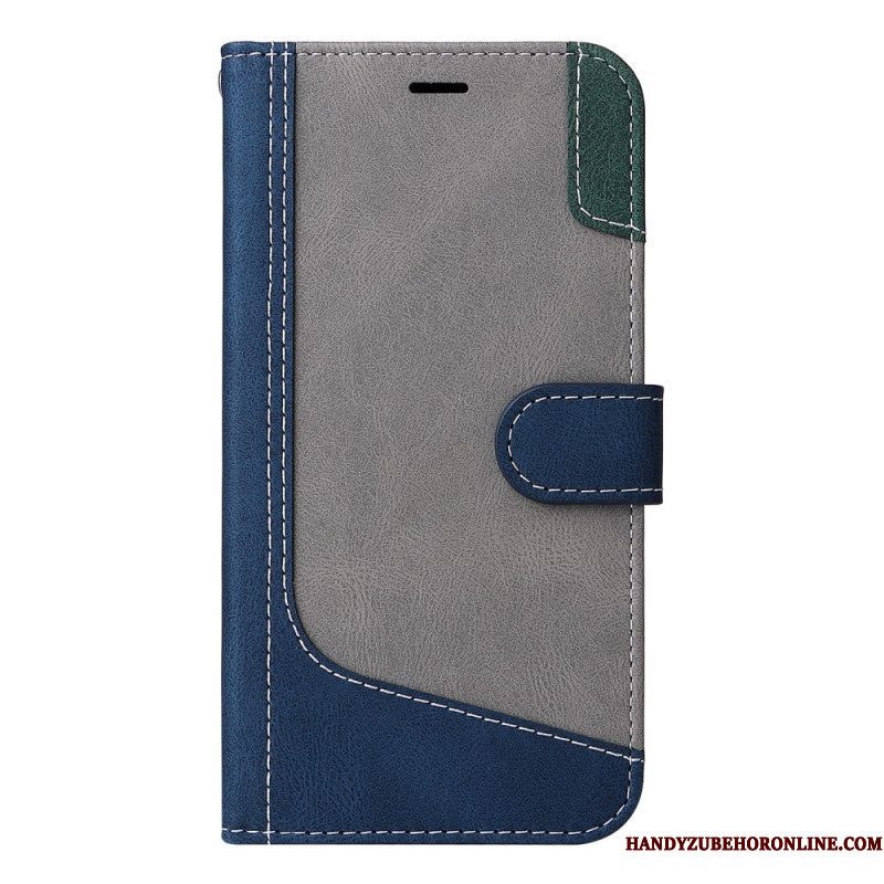 Flip Case voor Xiaomi Redmi Note 12 5G Met Ketting Driekleurige Riem