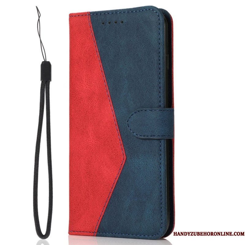 Flip Case voor Xiaomi Redmi Note 12 Pro Met Ketting Tweekleurige Riem